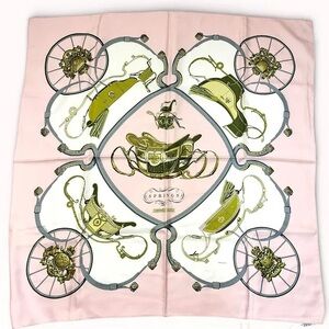HERMES Carre 90 Pink SPRINGS 100% Silk Scarf